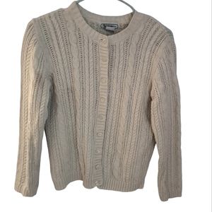White cable knit Bridgewater button-up  cardigan